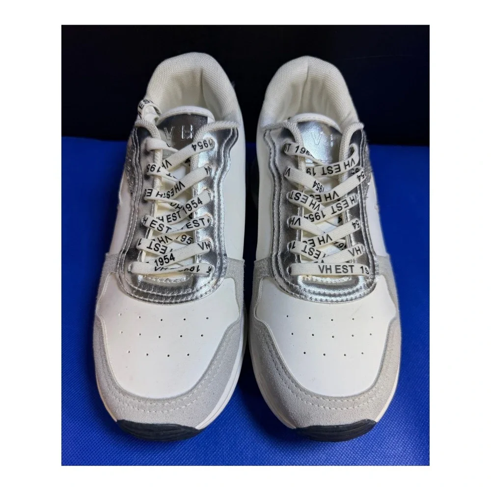 Vintage Havana Run Silver Glitter Star Rhinestone Fashion Sneakers White 7.5‎